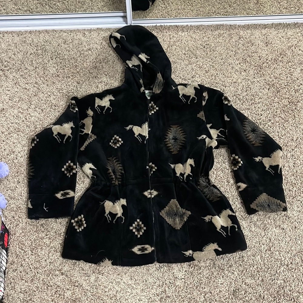 Vintage Black and Beige Patterned Jacket